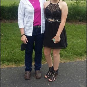 Black lace homecoming dress